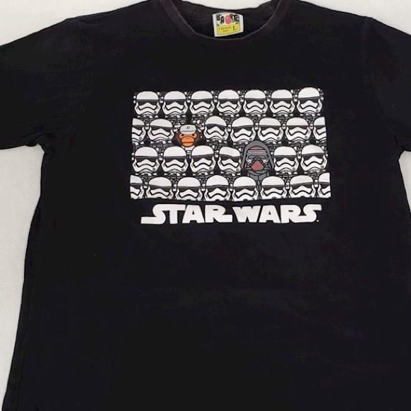 Pristine Bathing Ape BAPE X Star Wars Collection Short Sleeve T Shirt Size L - Picture 3 of 8